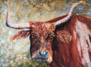 MaureenKirkArt Longhorn painting in her collection of paintings of Southwestern America