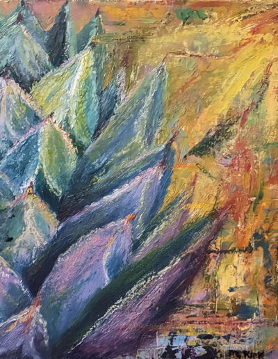 Desert Agave, oil and cold wax contemporary painting by Maureen Kirk